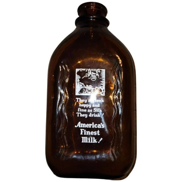 Amber Glass Dairy Fresh Milk Bottle Cream Crest Dairy Oakland Concord California - Picture 2 of 6